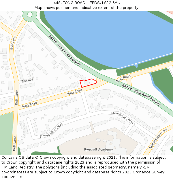 448, TONG ROAD, LEEDS, LS12 5AU: Location map and indicative extent of plot