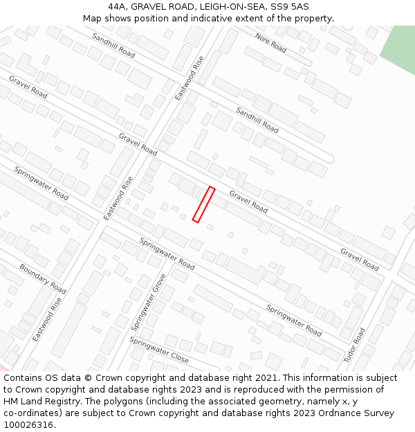 44A, GRAVEL ROAD, LEIGH-ON-SEA, SS9 5AS: Location map and indicative extent of plot