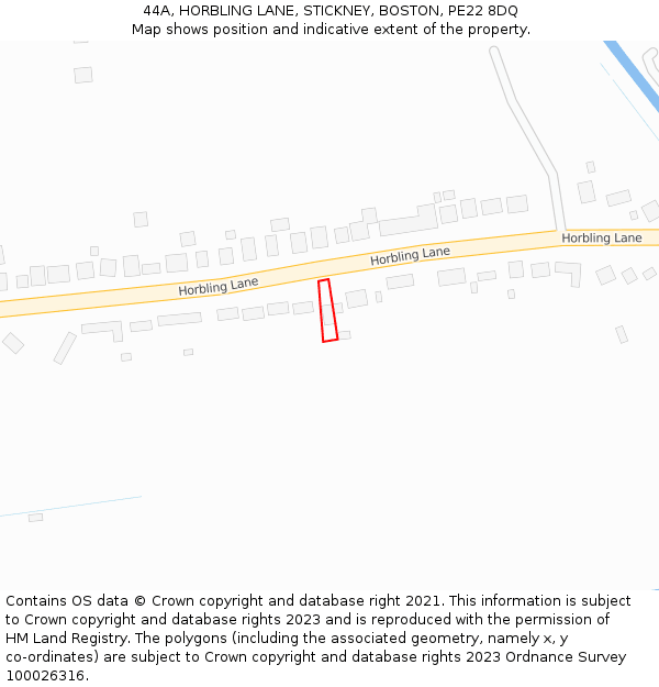 44A, HORBLING LANE, STICKNEY, BOSTON, PE22 8DQ: Location map and indicative extent of plot