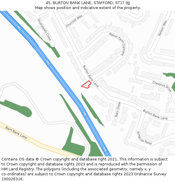45, BURTON BANK LANE, STAFFORD, ST17 9JJ: Location map and indicative extent of plot