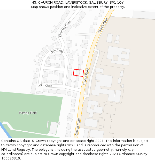 45, CHURCH ROAD, LAVERSTOCK, SALISBURY, SP1 1QY: Location map and indicative extent of plot