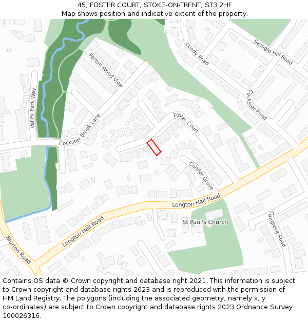 45, FOSTER COURT, STOKE-ON-TRENT, ST3 2HF: Location map and indicative extent of plot