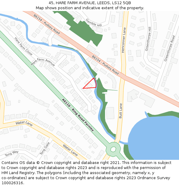45, HARE FARM AVENUE, LEEDS, LS12 5QB: Location map and indicative extent of plot