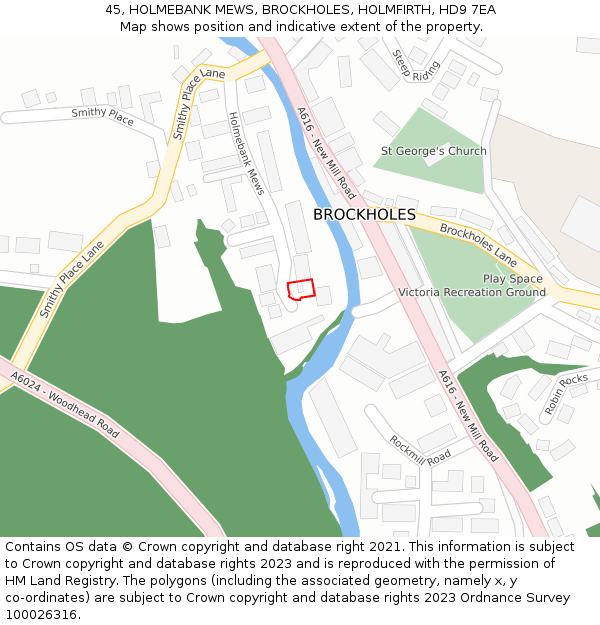 45, HOLMEBANK MEWS, BROCKHOLES, HOLMFIRTH, HD9 7EA: Location map and indicative extent of plot