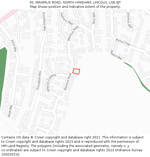 45, MAXIMUS ROAD, NORTH HYKEHAM, LINCOLN, LN6 8JT: Location map and indicative extent of plot