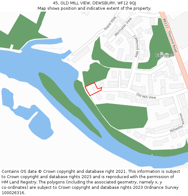 45, OLD MILL VIEW, DEWSBURY, WF12 9QJ: Location map and indicative extent of plot