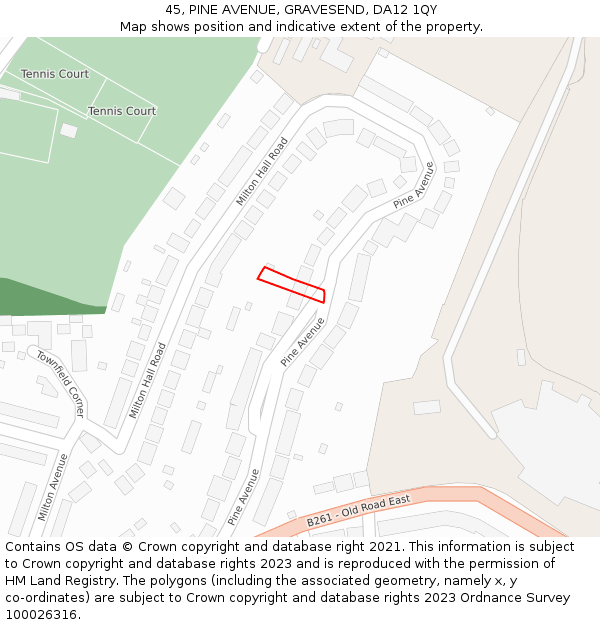 45, PINE AVENUE, GRAVESEND, DA12 1QY: Location map and indicative extent of plot