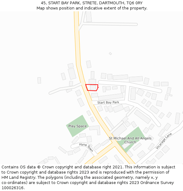 45, START BAY PARK, STRETE, DARTMOUTH, TQ6 0RY: Location map and indicative extent of plot