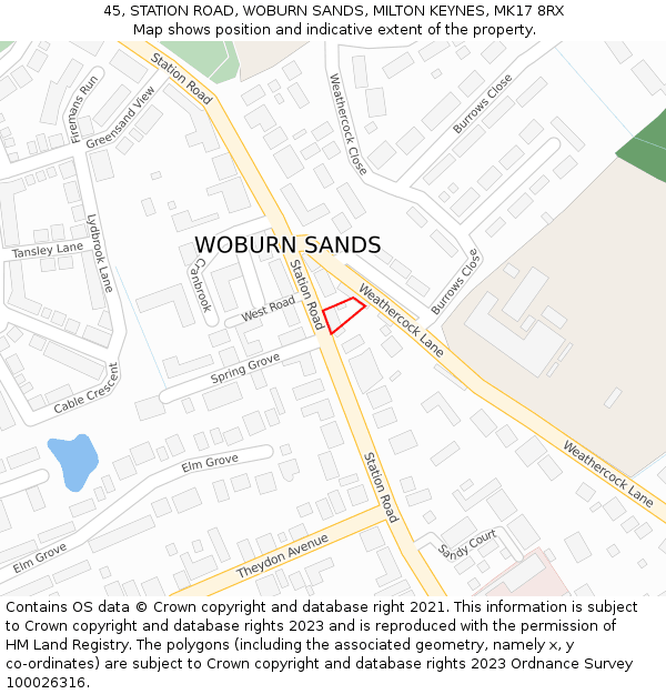 45, STATION ROAD, WOBURN SANDS, MILTON KEYNES, MK17 8RX: Location map and indicative extent of plot