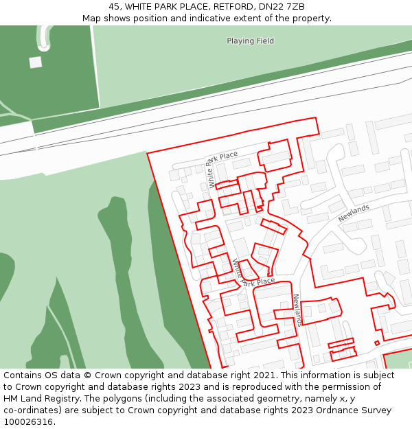 45, WHITE PARK PLACE, RETFORD, DN22 7ZB: Location map and indicative extent of plot