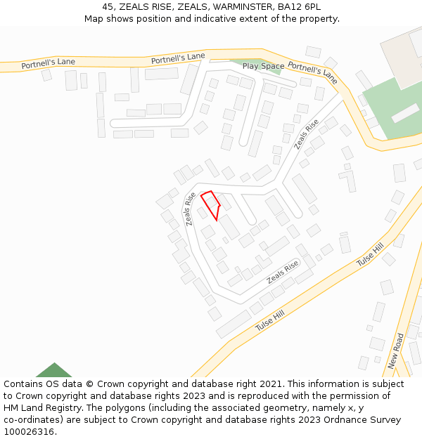 45, ZEALS RISE, ZEALS, WARMINSTER, BA12 6PL: Location map and indicative extent of plot