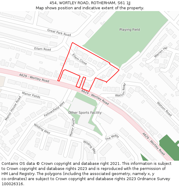 454, WORTLEY ROAD, ROTHERHAM, S61 1JJ: Location map and indicative extent of plot