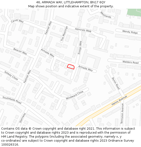 46, ARMADA WAY, LITTLEHAMPTON, BN17 6QY: Location map and indicative extent of plot