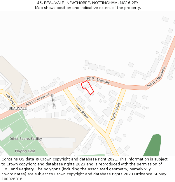 46, BEAUVALE, NEWTHORPE, NOTTINGHAM, NG16 2EY: Location map and indicative extent of plot