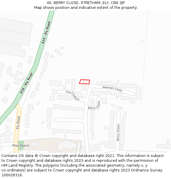 46, BERRY CLOSE, STRETHAM, ELY, CB6 3JP: Location map and indicative extent of plot