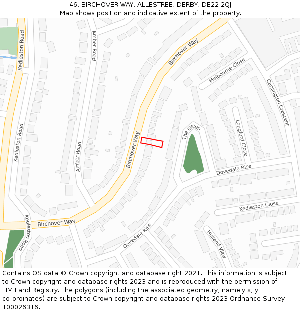 46, BIRCHOVER WAY, ALLESTREE, DERBY, DE22 2QJ: Location map and indicative extent of plot