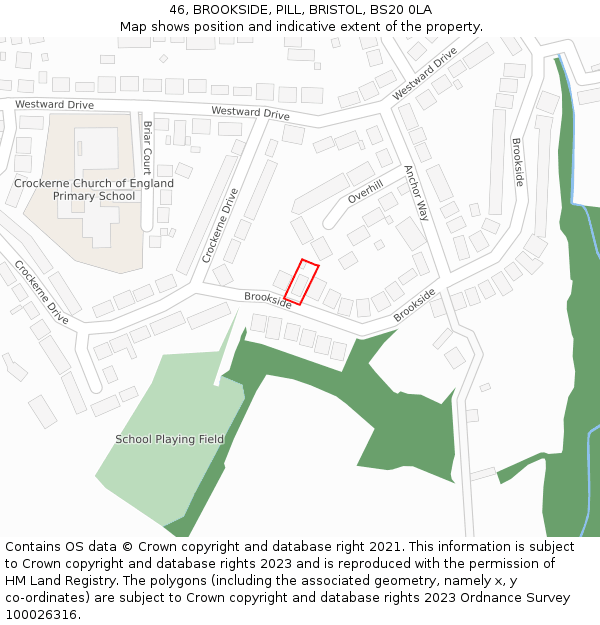 46, BROOKSIDE, PILL, BRISTOL, BS20 0LA: Location map and indicative extent of plot