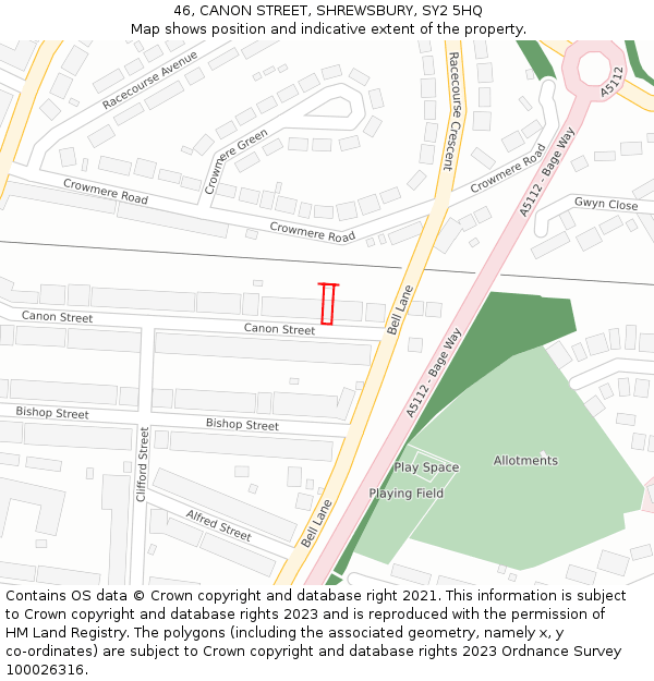 46, CANON STREET, SHREWSBURY, SY2 5HQ: Location map and indicative extent of plot