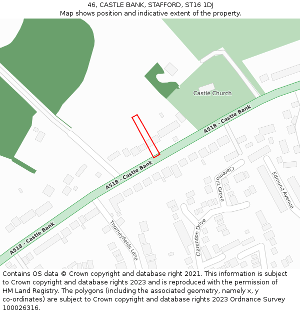 46, CASTLE BANK, STAFFORD, ST16 1DJ: Location map and indicative extent of plot