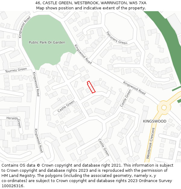 46, CASTLE GREEN, WESTBROOK, WARRINGTON, WA5 7XA: Location map and indicative extent of plot