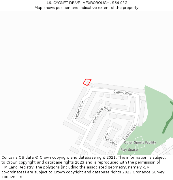 46, CYGNET DRIVE, MEXBOROUGH, S64 0FG: Location map and indicative extent of plot