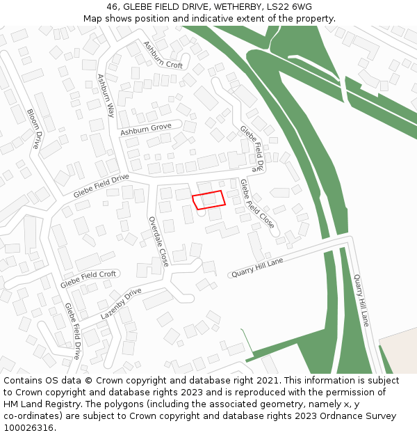 46, GLEBE FIELD DRIVE, WETHERBY, LS22 6WG: Location map and indicative extent of plot