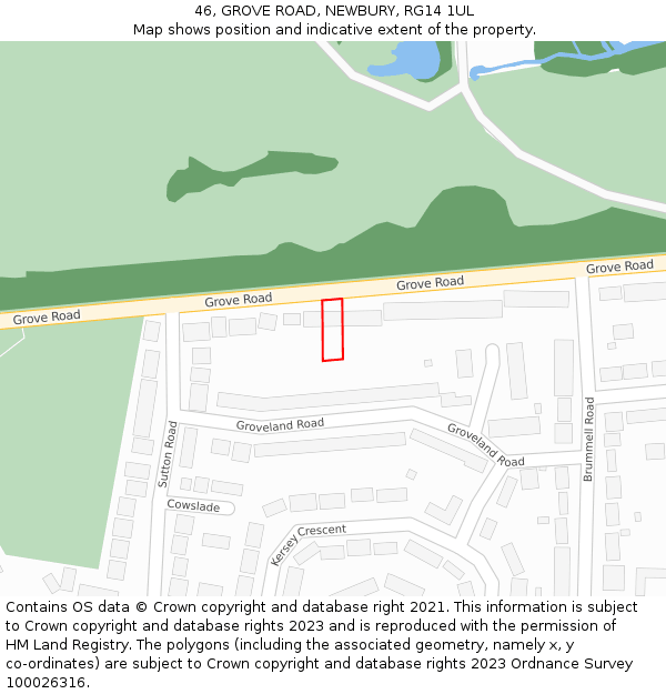 46, GROVE ROAD, NEWBURY, RG14 1UL: Location map and indicative extent of plot