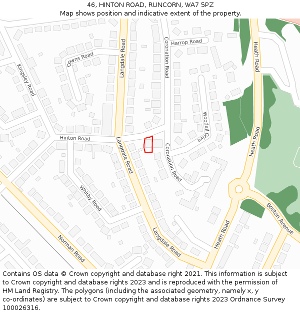 46, HINTON ROAD, RUNCORN, WA7 5PZ: Location map and indicative extent of plot