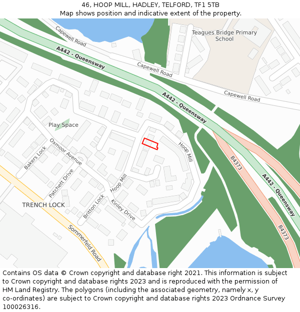 46, HOOP MILL, HADLEY, TELFORD, TF1 5TB: Location map and indicative extent of plot
