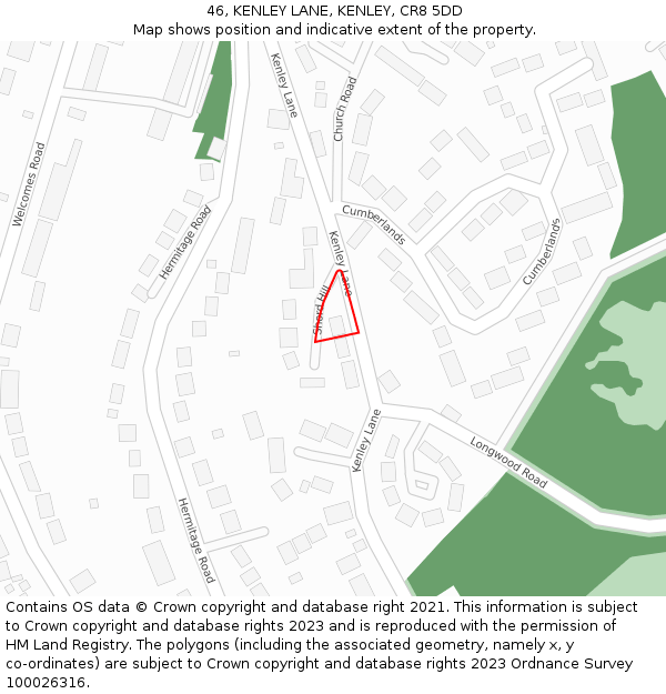 46, KENLEY LANE, KENLEY, CR8 5DD: Location map and indicative extent of plot