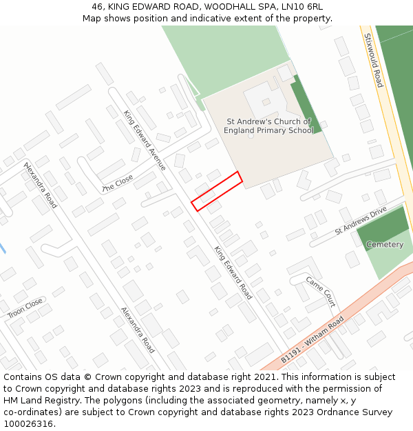 46, KING EDWARD ROAD, WOODHALL SPA, LN10 6RL: Location map and indicative extent of plot