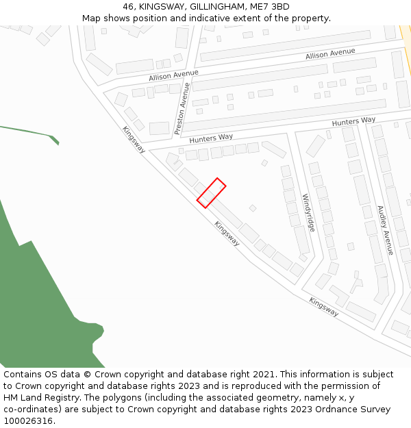 46, KINGSWAY, GILLINGHAM, ME7 3BD: Location map and indicative extent of plot