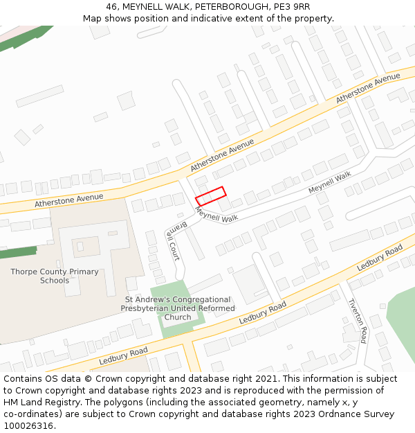 46, MEYNELL WALK, PETERBOROUGH, PE3 9RR: Location map and indicative extent of plot