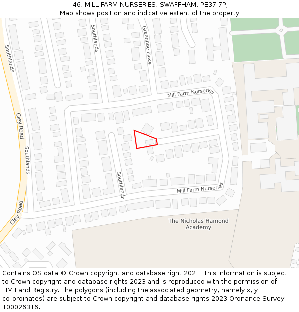 46, MILL FARM NURSERIES, SWAFFHAM, PE37 7PJ: Location map and indicative extent of plot