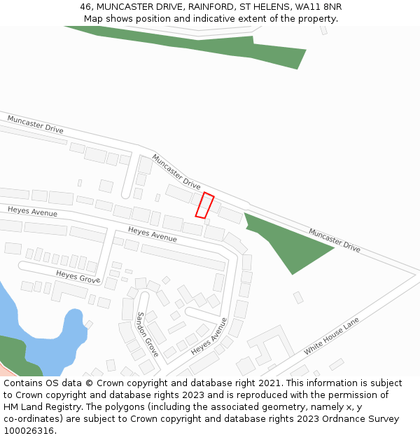 46, MUNCASTER DRIVE, RAINFORD, ST HELENS, WA11 8NR: Location map and indicative extent of plot