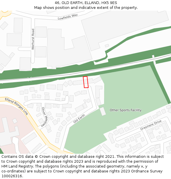 46, OLD EARTH, ELLAND, HX5 9ES: Location map and indicative extent of plot