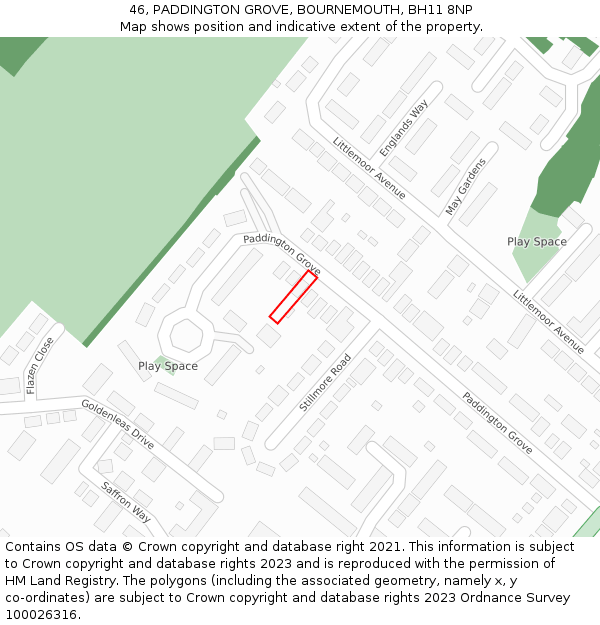 46, PADDINGTON GROVE, BOURNEMOUTH, BH11 8NP: Location map and indicative extent of plot