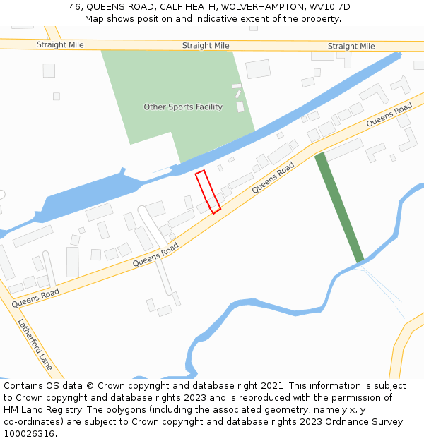 46, QUEENS ROAD, CALF HEATH, WOLVERHAMPTON, WV10 7DT: Location map and indicative extent of plot