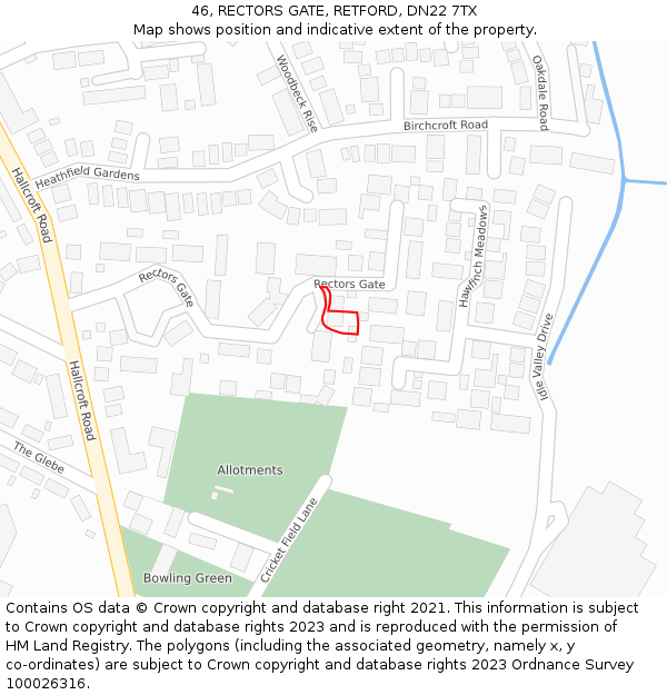 46, RECTORS GATE, RETFORD, DN22 7TX: Location map and indicative extent of plot