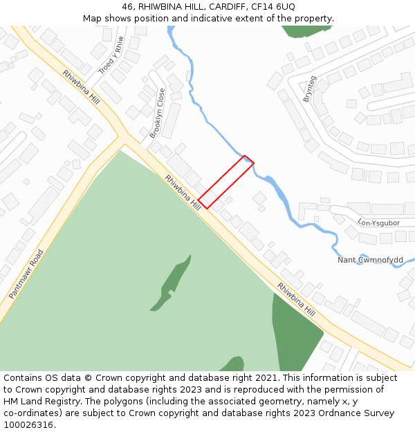 46, RHIWBINA HILL, CARDIFF, CF14 6UQ: Location map and indicative extent of plot