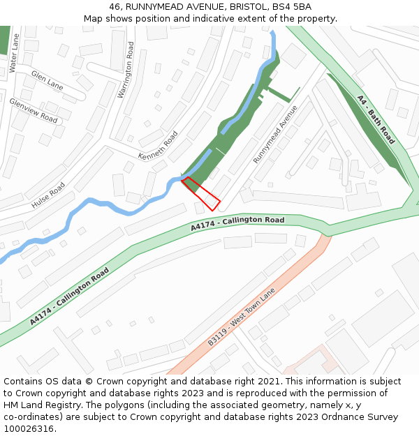 46, RUNNYMEAD AVENUE, BRISTOL, BS4 5BA: Location map and indicative extent of plot