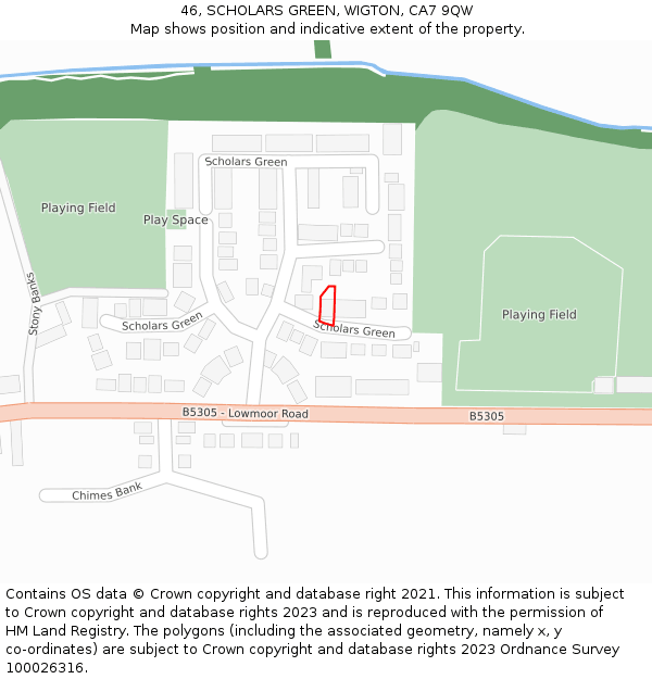 46, SCHOLARS GREEN, WIGTON, CA7 9QW: Location map and indicative extent of plot