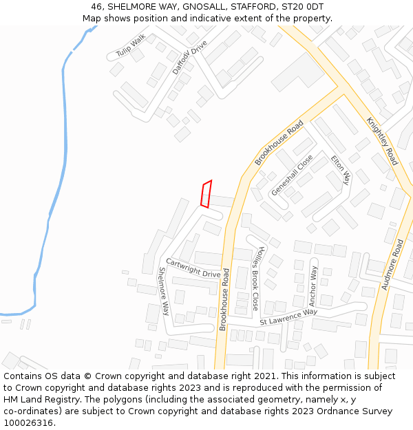 46, SHELMORE WAY, GNOSALL, STAFFORD, ST20 0DT: Location map and indicative extent of plot