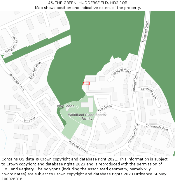 46, THE GREEN, HUDDERSFIELD, HD2 1QB: Location map and indicative extent of plot