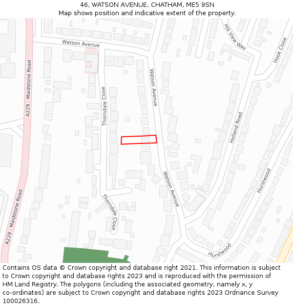 46, WATSON AVENUE, CHATHAM, ME5 9SN: Location map and indicative extent of plot
