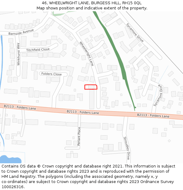 46, WHEELWRIGHT LANE, BURGESS HILL, RH15 0QL: Location map and indicative extent of plot