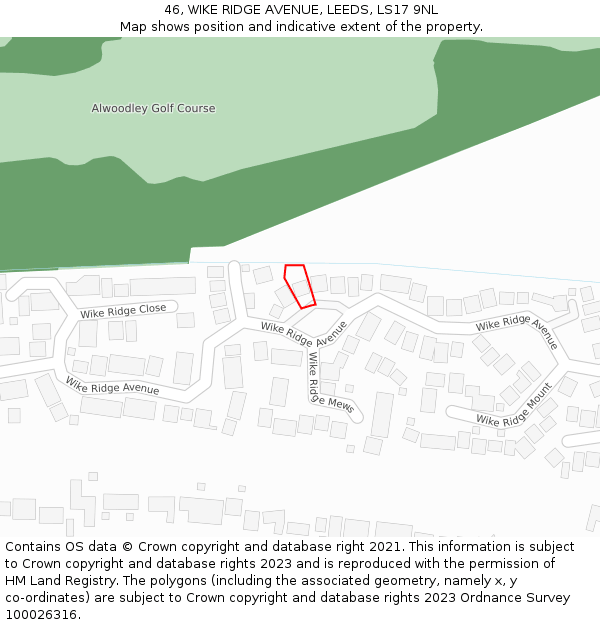 46, WIKE RIDGE AVENUE, LEEDS, LS17 9NL: Location map and indicative extent of plot