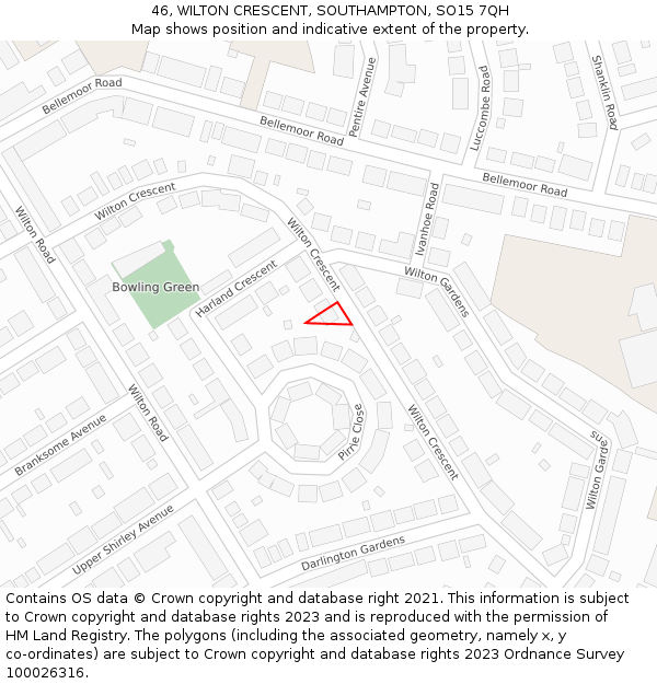 46, WILTON CRESCENT, SOUTHAMPTON, SO15 7QH: Location map and indicative extent of plot