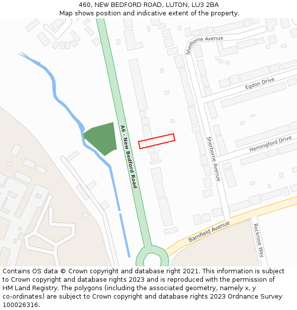 460, NEW BEDFORD ROAD, LUTON, LU3 2BA: Location map and indicative extent of plot