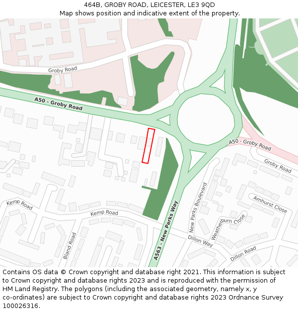 464B, GROBY ROAD, LEICESTER, LE3 9QD: Location map and indicative extent of plot